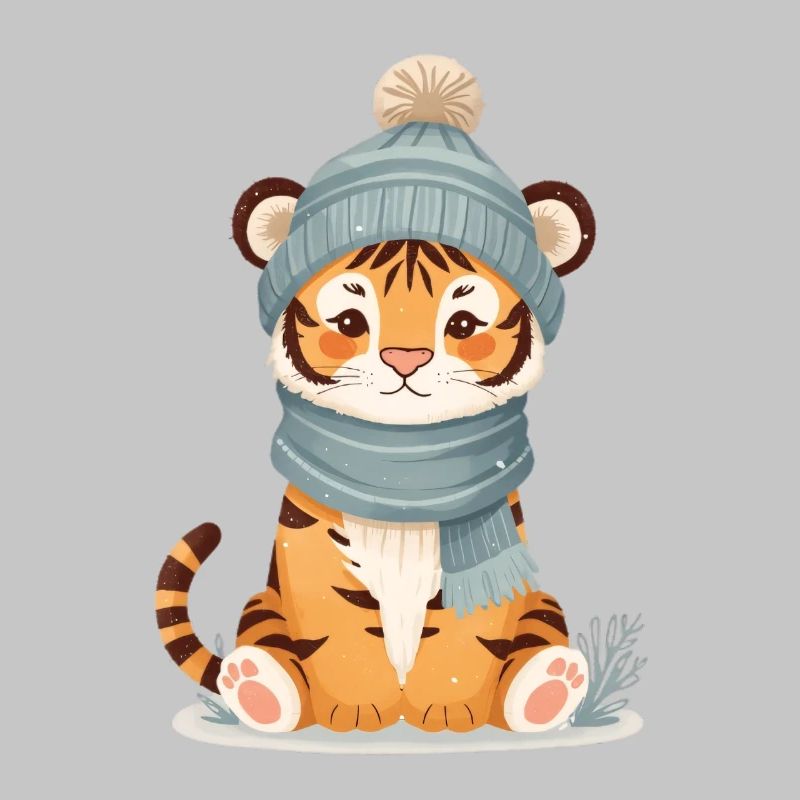 Winter tiger with cap