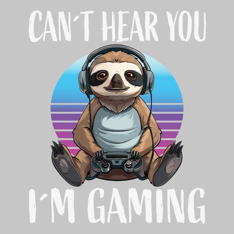 Gamer Sloth at Retro Sunset