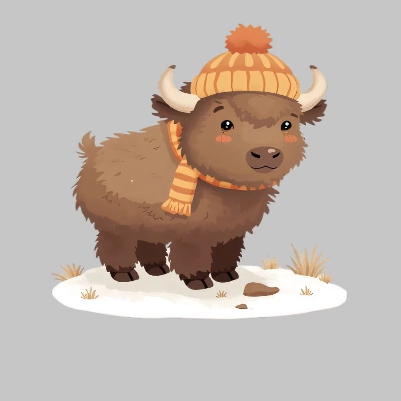 Bison d’hiver avec coiffe