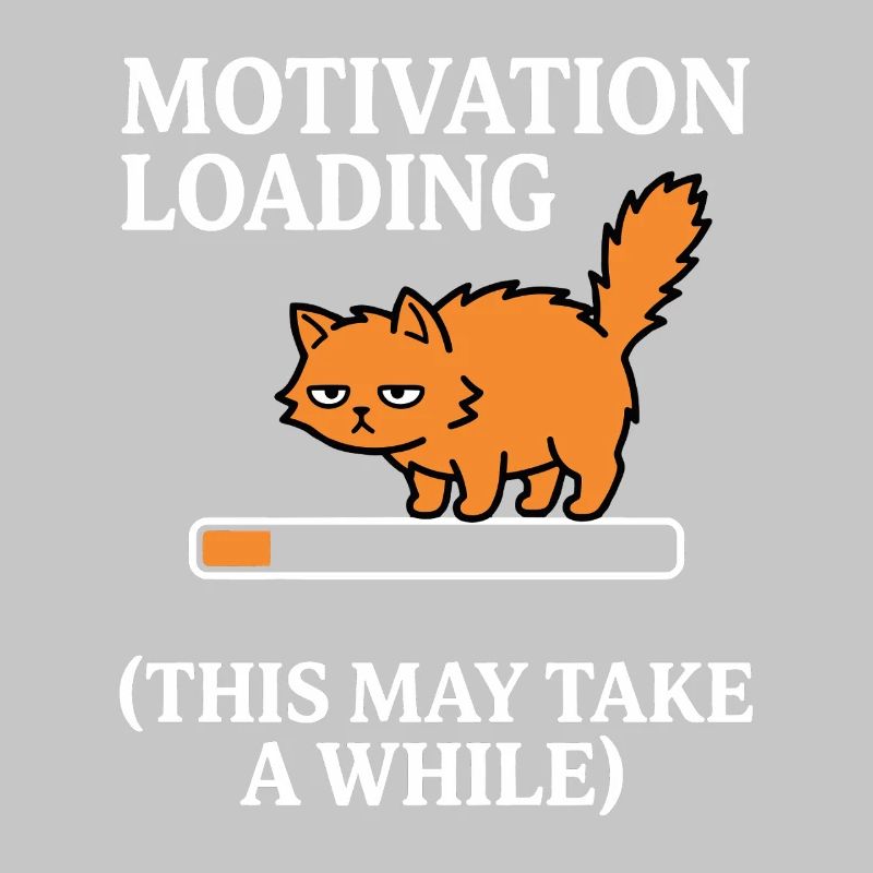 Motivation Loading Tired Cat with Loading Bar