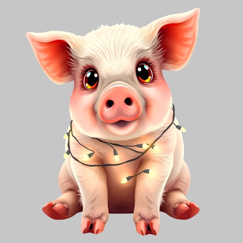 Cochon drôle drôle d’animal de ferme de Noël mignon