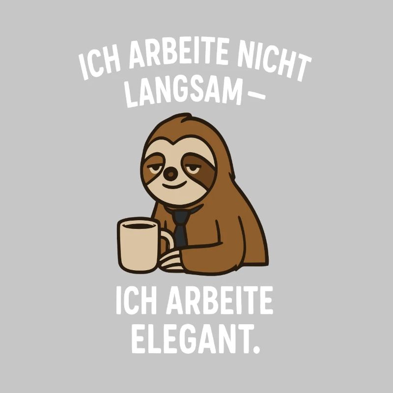 Elegant sloth with coffee - slogan