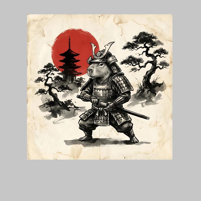 Samurai Hamster Vor Roter Japan Sonne
