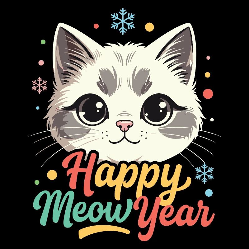 Chat mignon Nouvel An Arc en ciel