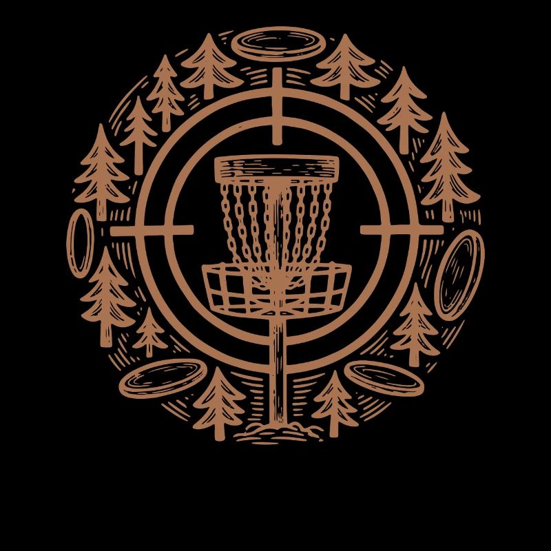 Disc Golf Basket Flying Disc Golfing Forest Scene