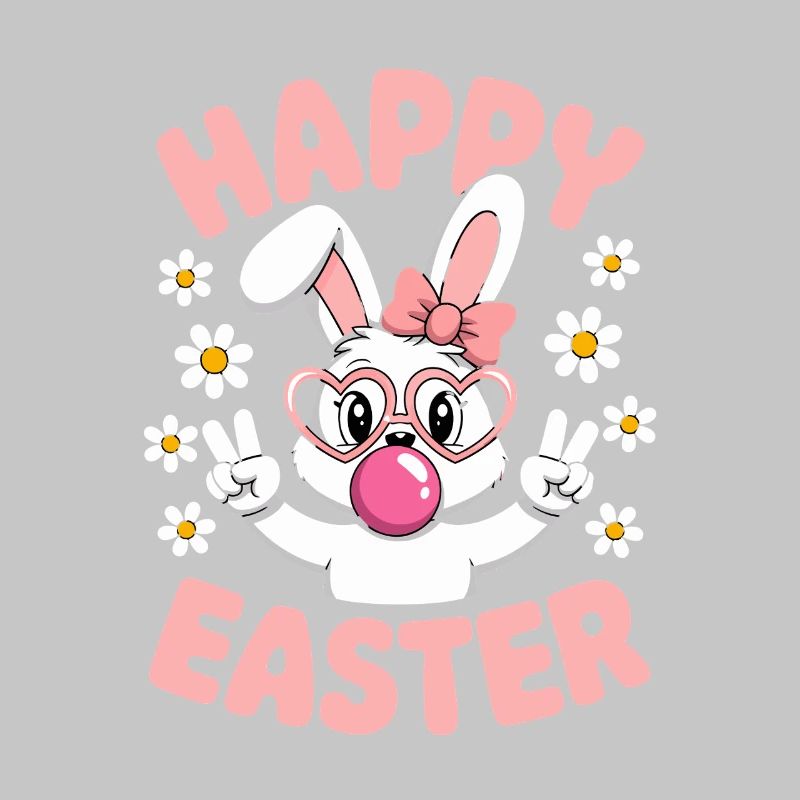 Happy Easter Cute Easter Bunny with Glasses