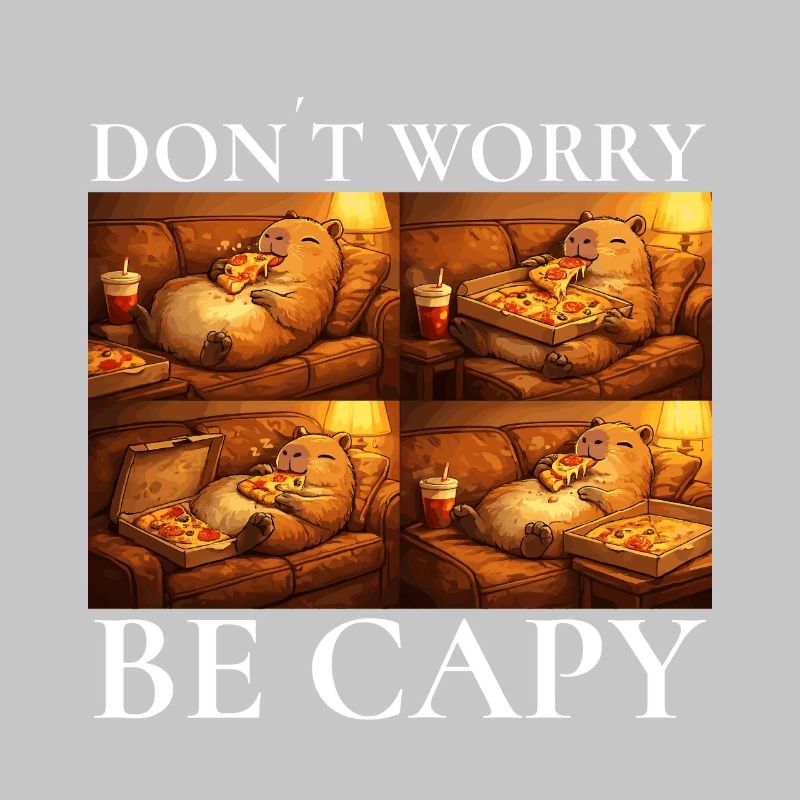 Don't Worry Capybara Pizza Capybara Motif