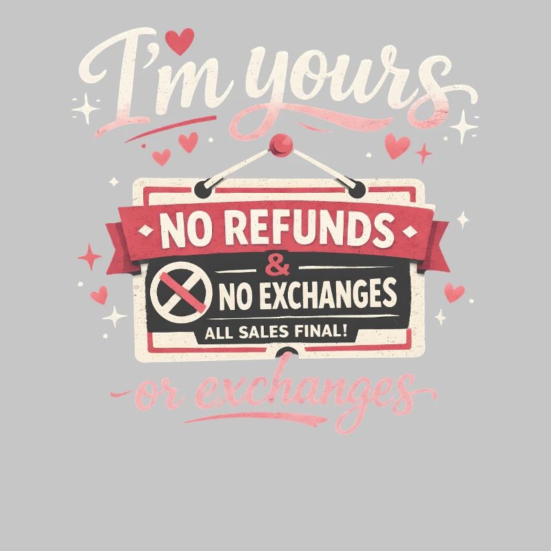 Je suis à toi Pas de remboursements Pas d’échanges Drôles de Saint-Valentin