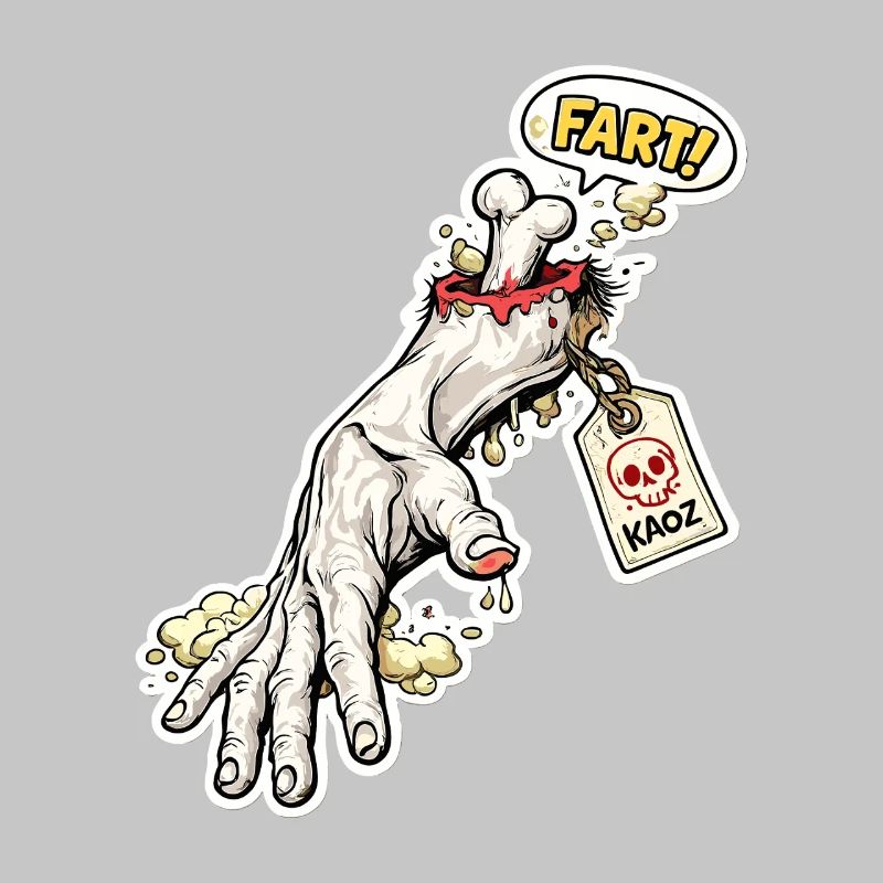 Fart Skeleton Zombie Hand Sticker