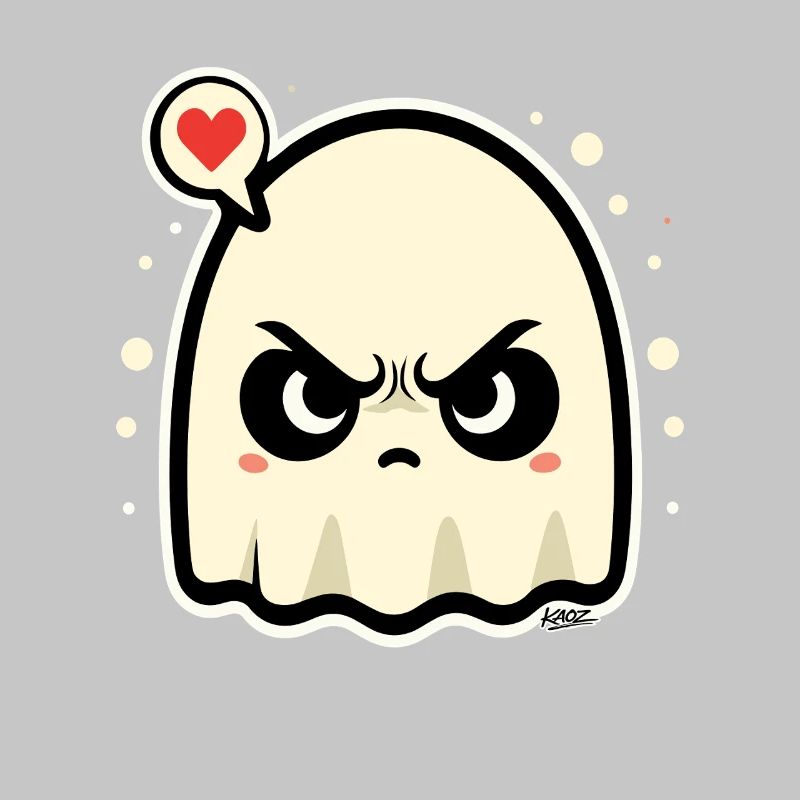 Angry Ghost with Heart Speech Bubble