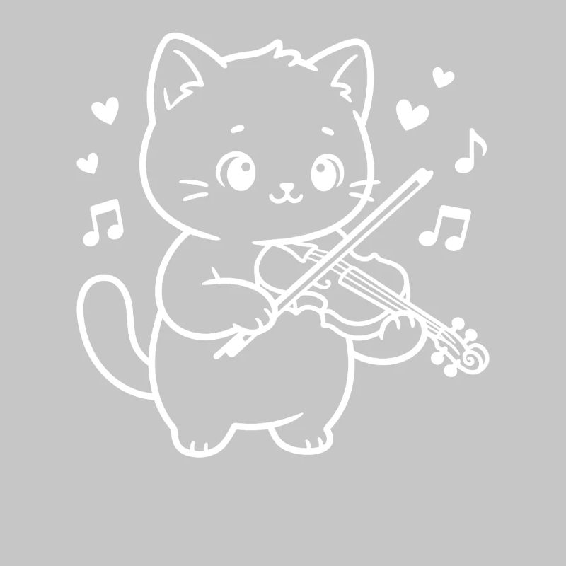 Le chat kawaï joue du violon