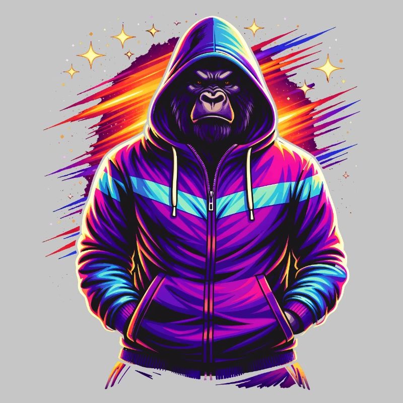 Neon Gorilla 80s Retro Style