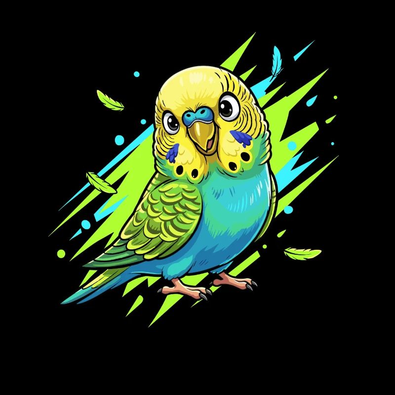 Explosion de couleurs de perruche néon