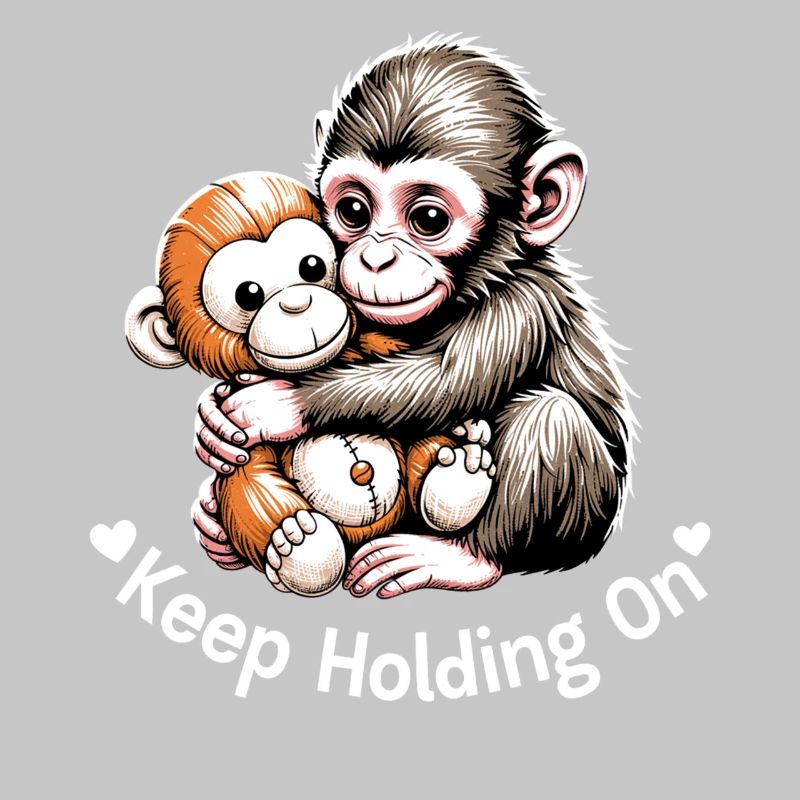 Keep Holding On Monkey Hug Illustration