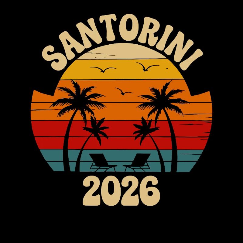 Santorini Sunset 2026 Retro