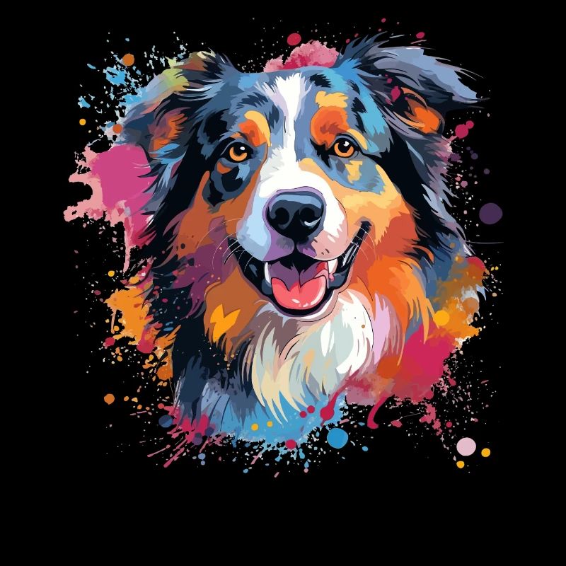 Australian Shepherd Bunte Hunde-Splash-Kunst