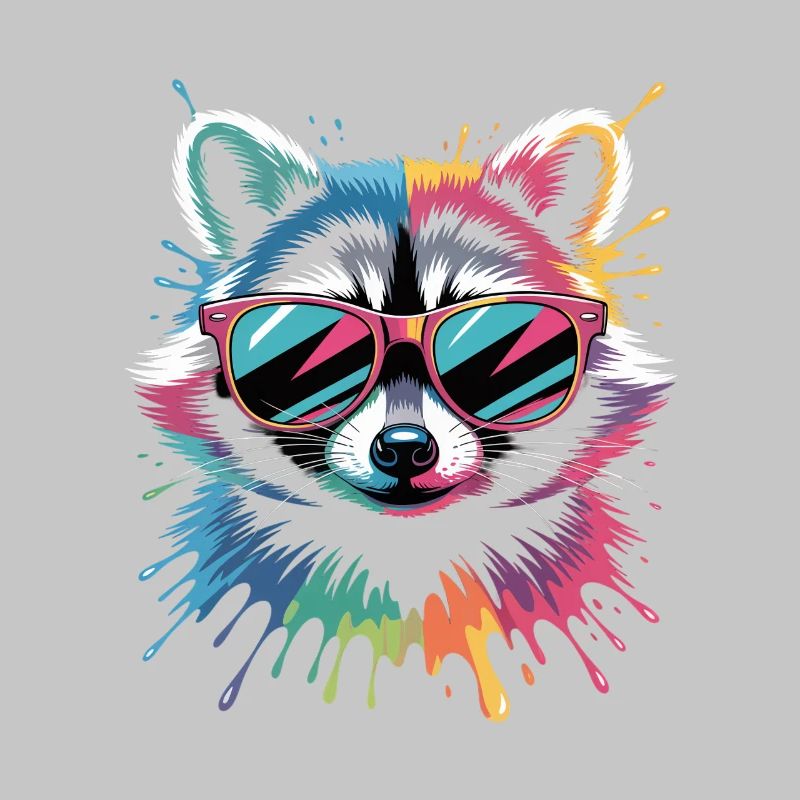 Bunter Waschbär Wasserfarben Spritzer Graffiti