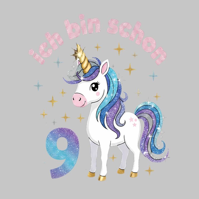 9. Geburtstag Einhorn Mädchen Ich bin schon 9