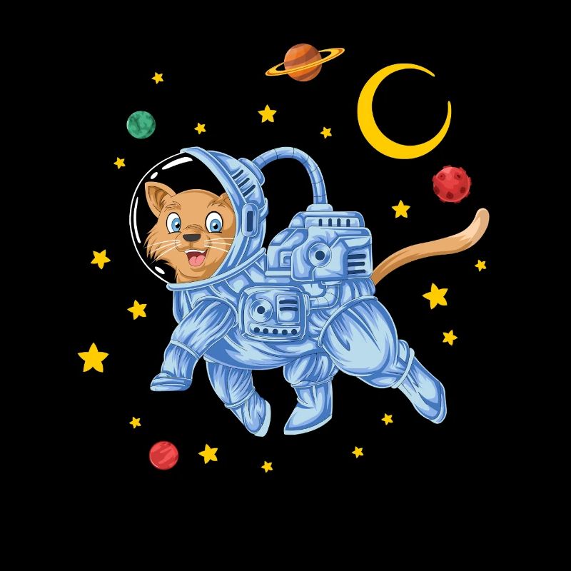 Astronaute chat de l’espace flottant dans des étoiles galactiques