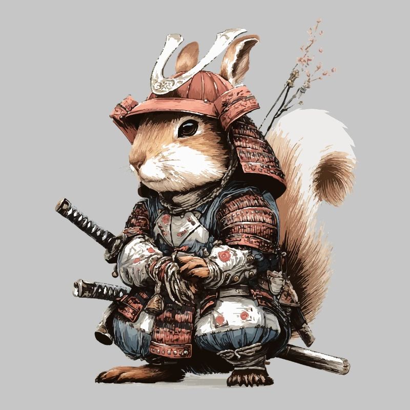 Eichhörnchen-Samurai in Rüstung