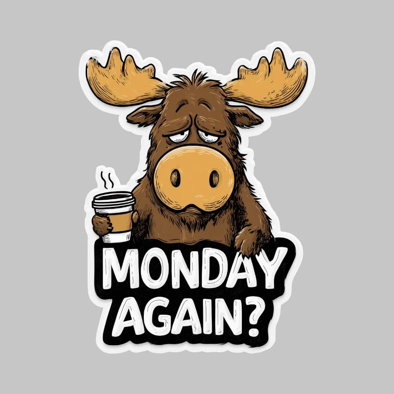 Funny Moose for Men Monday Humor Work