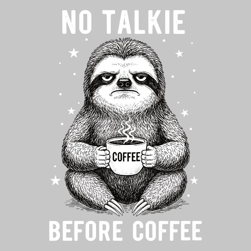 No conversation in front of coffee lover sloth