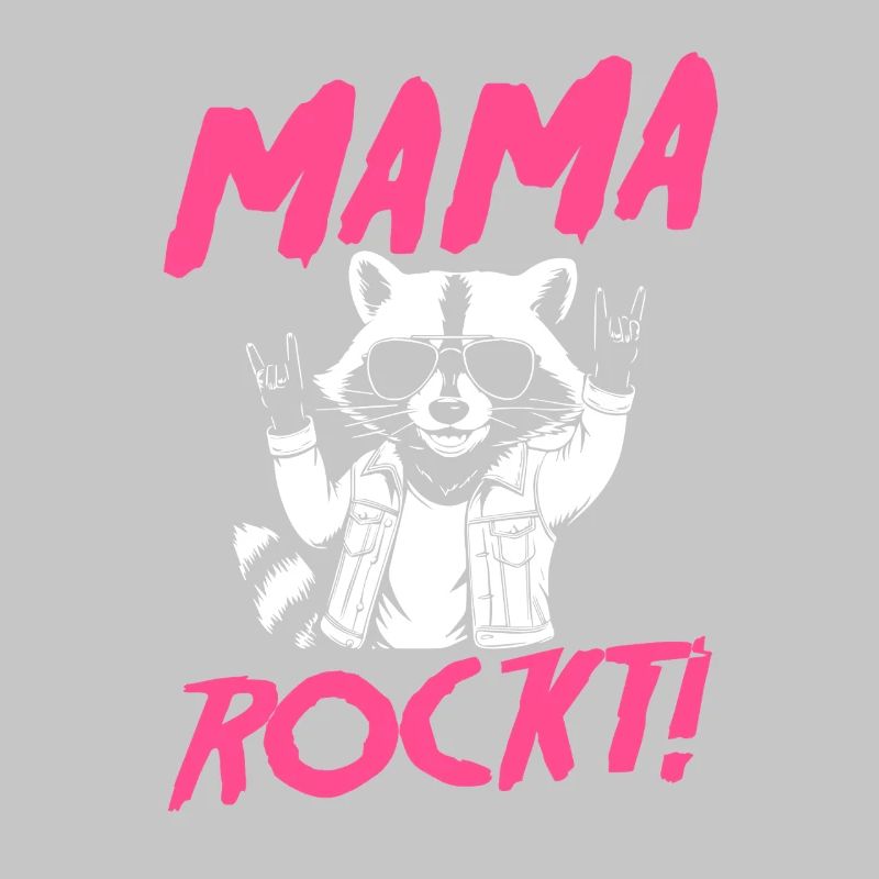 Waschbär Mutter Coole Rocker Mama