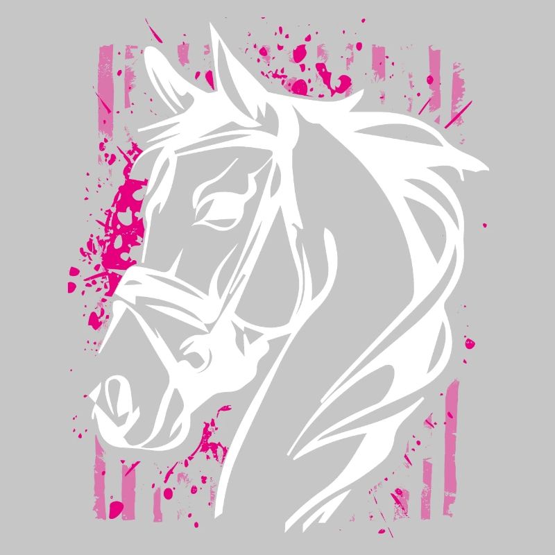 Cheval de style graffiti avec éclaboussure de couleur rose