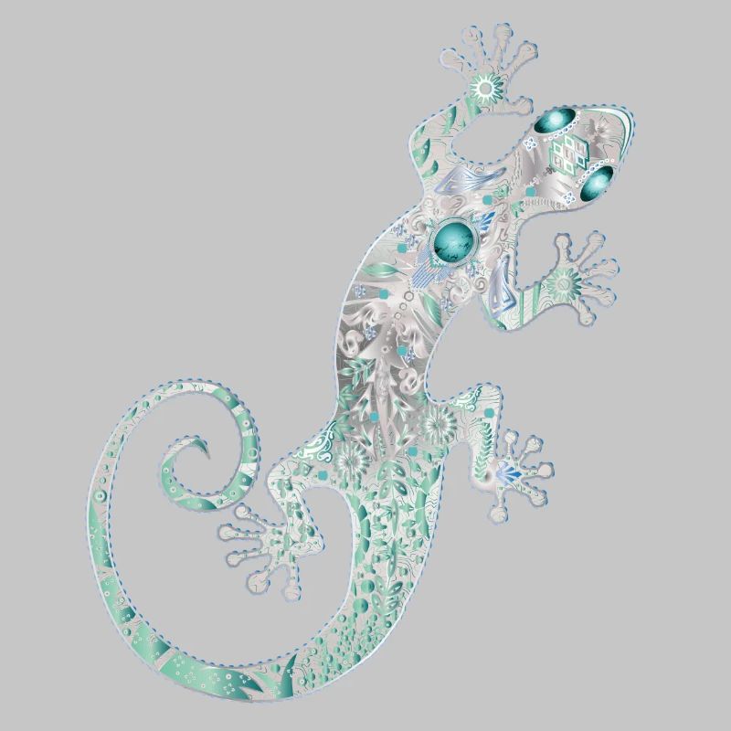 Ethno gecko d’argent et turquoise