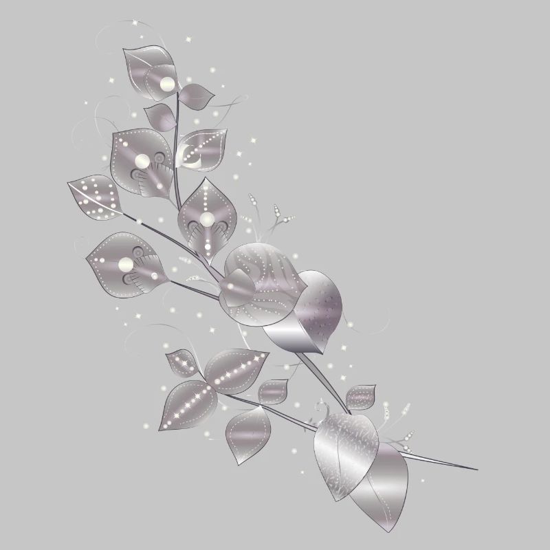 noble leaf tendrils in metallic silver look