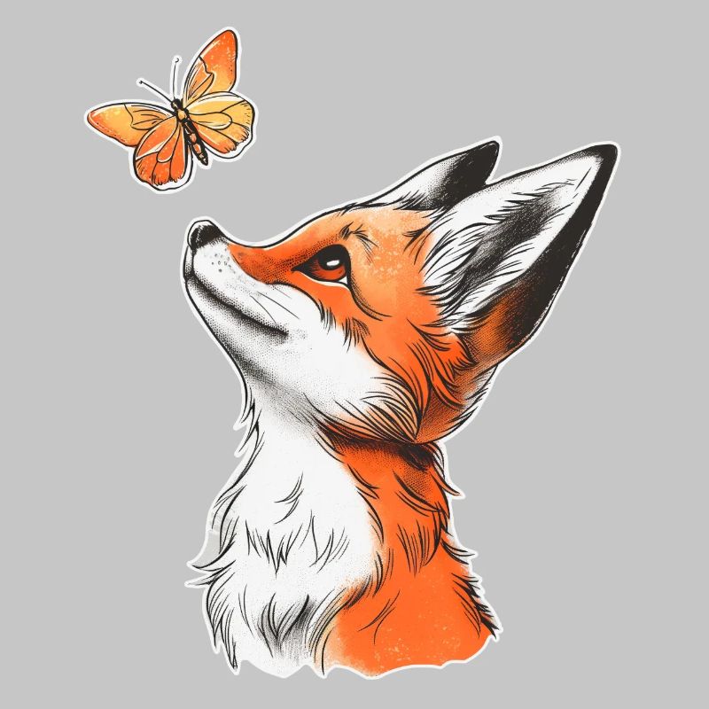 Renard avec papillon
