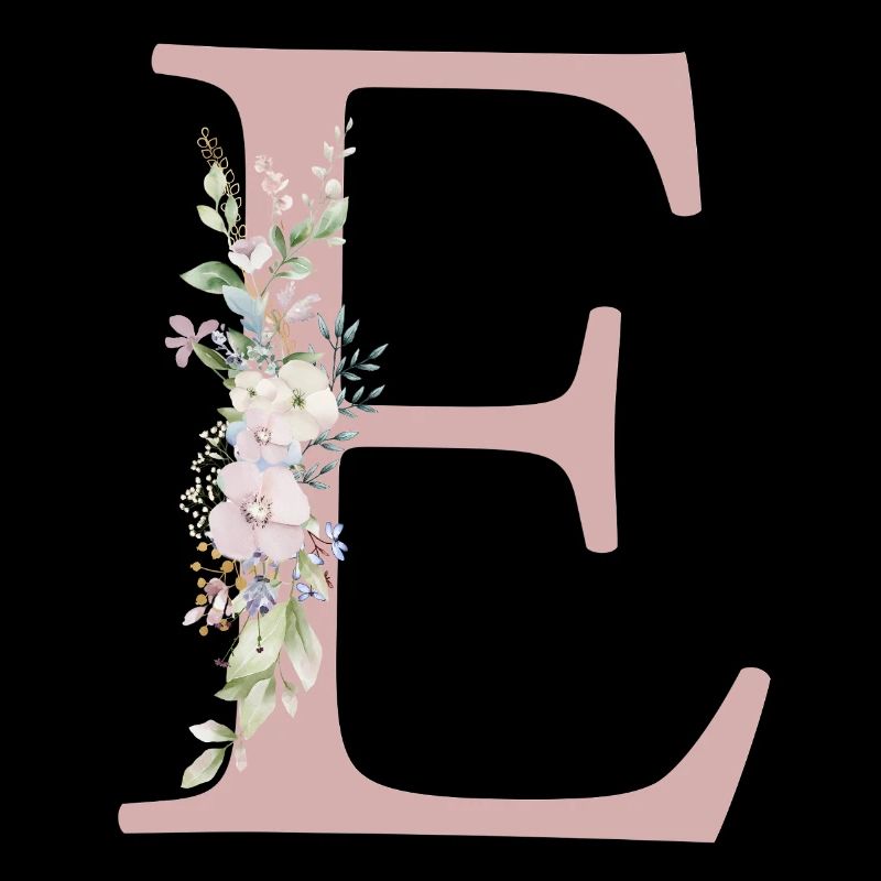 E Monogramm, Floral, personalisierbar