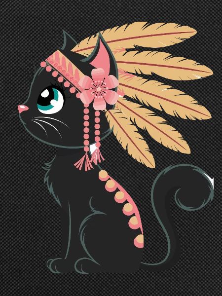 Boho Feather Cat