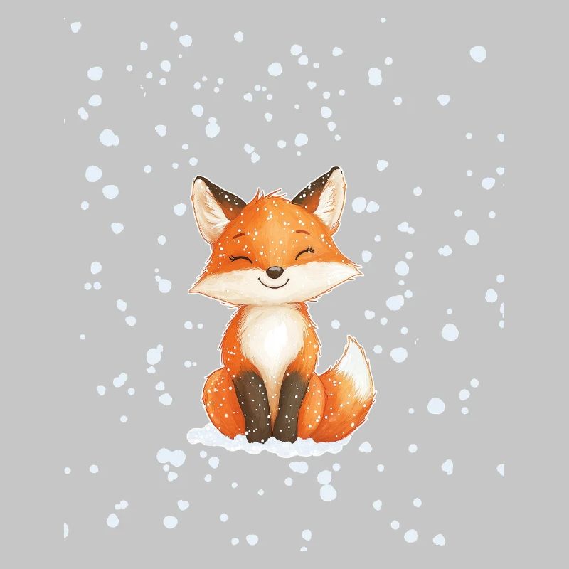 Fuchs mit Schneeflocken