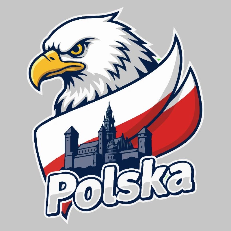 Polska Eagle and Castle on Flag