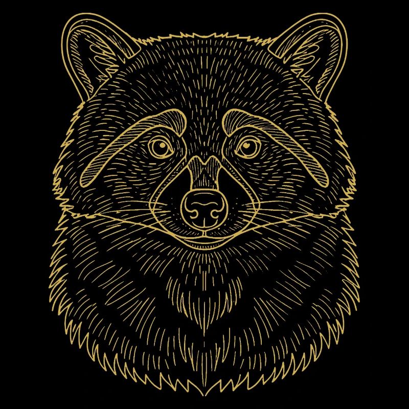 Minimalist raccoon head silhouette design
