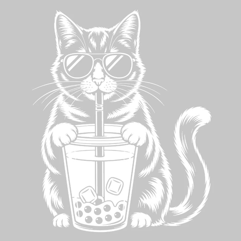 Cat with bubble tea