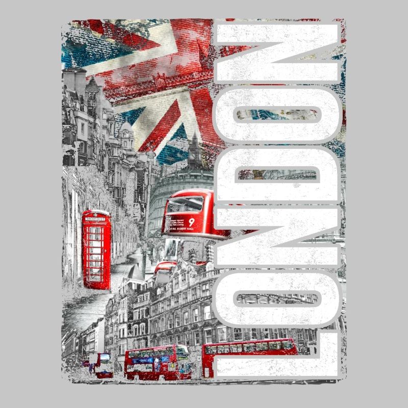 London Collage: Flags, Buses & Bricks