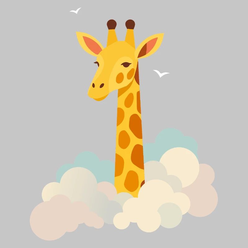 Douce girafe au-dessus des nuages – Motif onirique