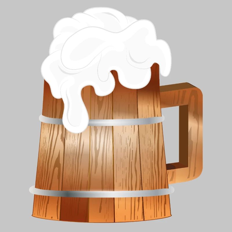 Chope à bière rustique aspect bois avec mousse