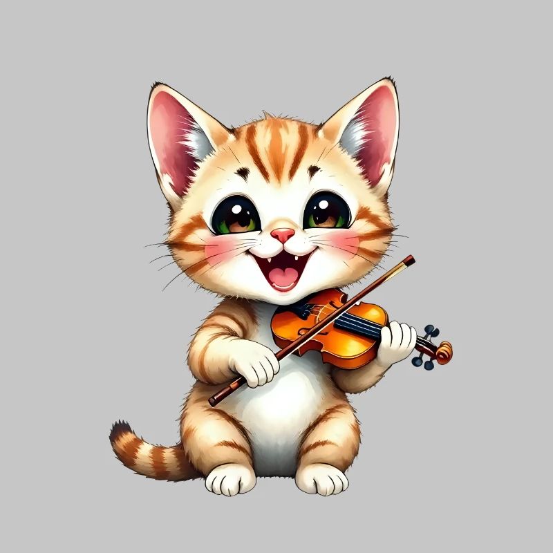 Kitten plays violin