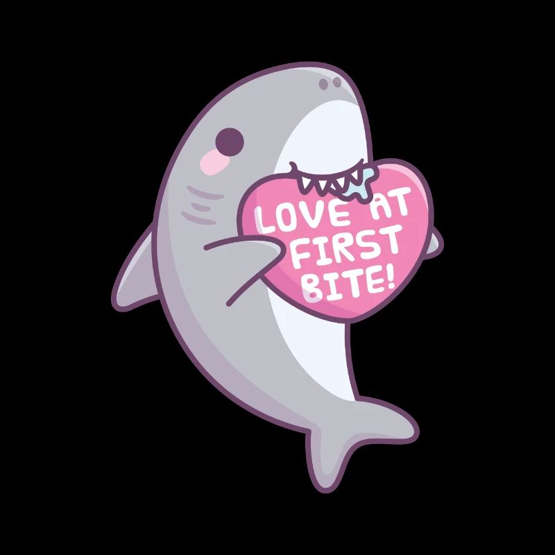 Cute Shark Love At First Bite Funny Valentine