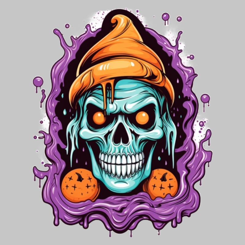 Graffiti Skull with Halloween Elements