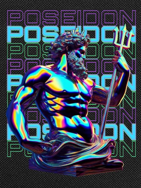 Neon Poseidon Trident