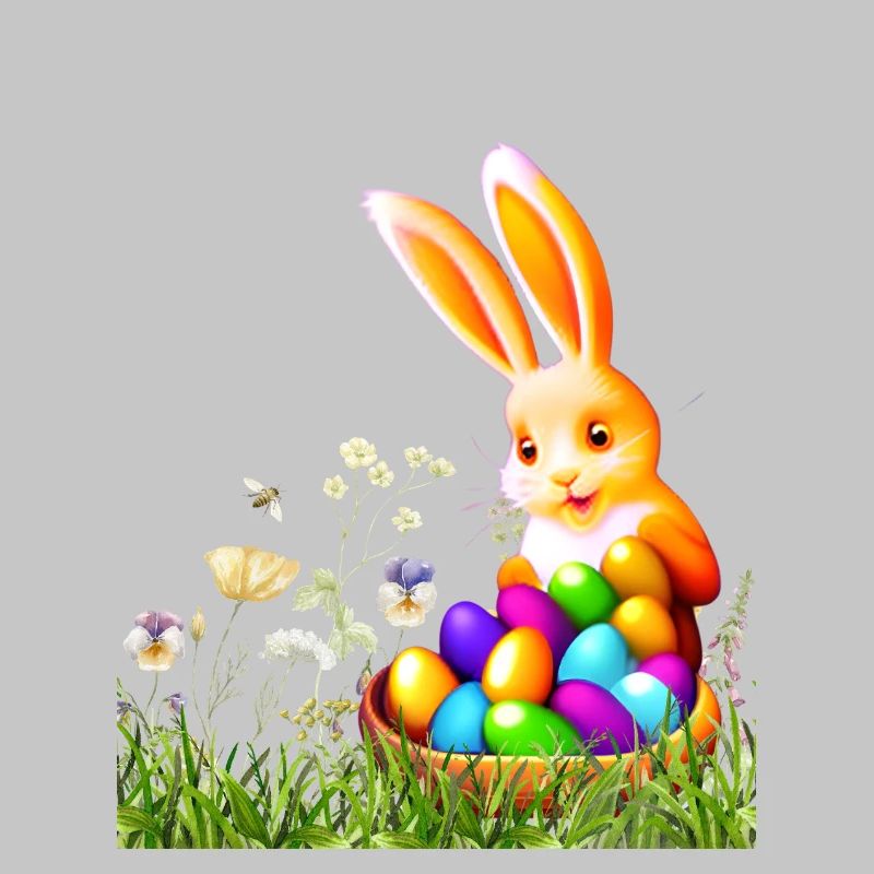 Osterhase mit bunten Eiern