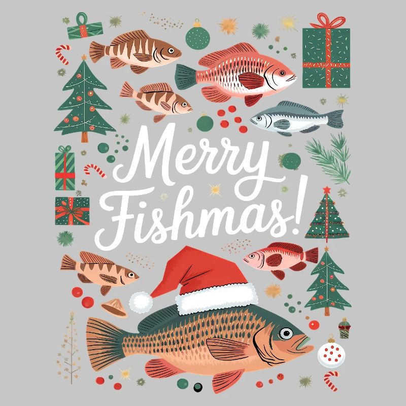 Pêcheur Pull de Noël Poisson Joyeux Poisson