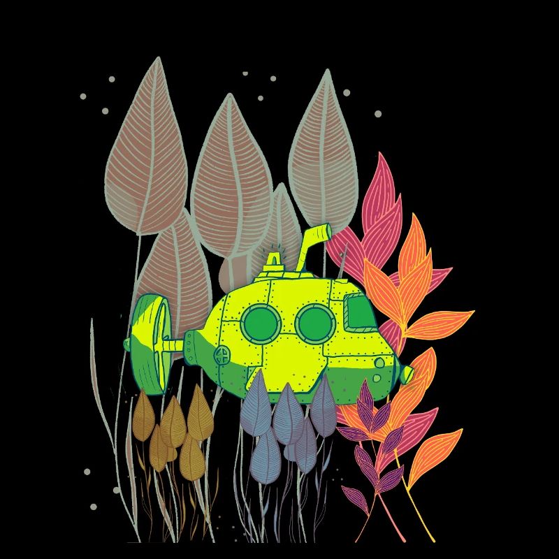 Sous-marin néon dans un feuillage coloré