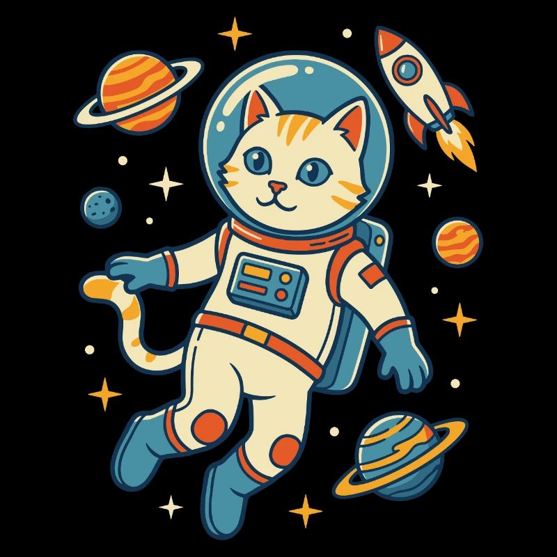 Chat astronaute dans l’espace