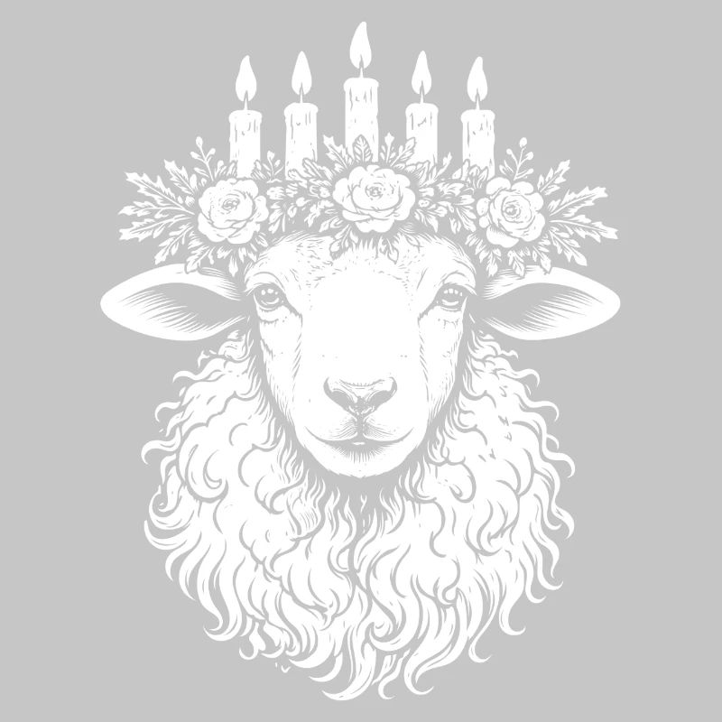Imbolc Sheep with Candle Crown Light Crown