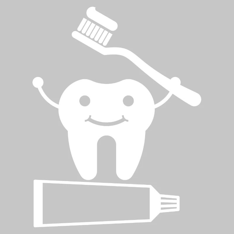 Tooth with toothbrush and toothpaste